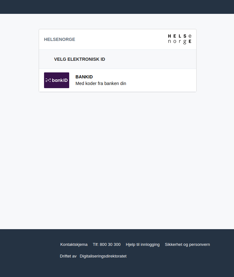 Skjemrdump av falsk innlogging BANKID