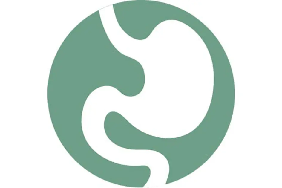 Magesekk. Hvit grafikk på grønn bakgrunn.