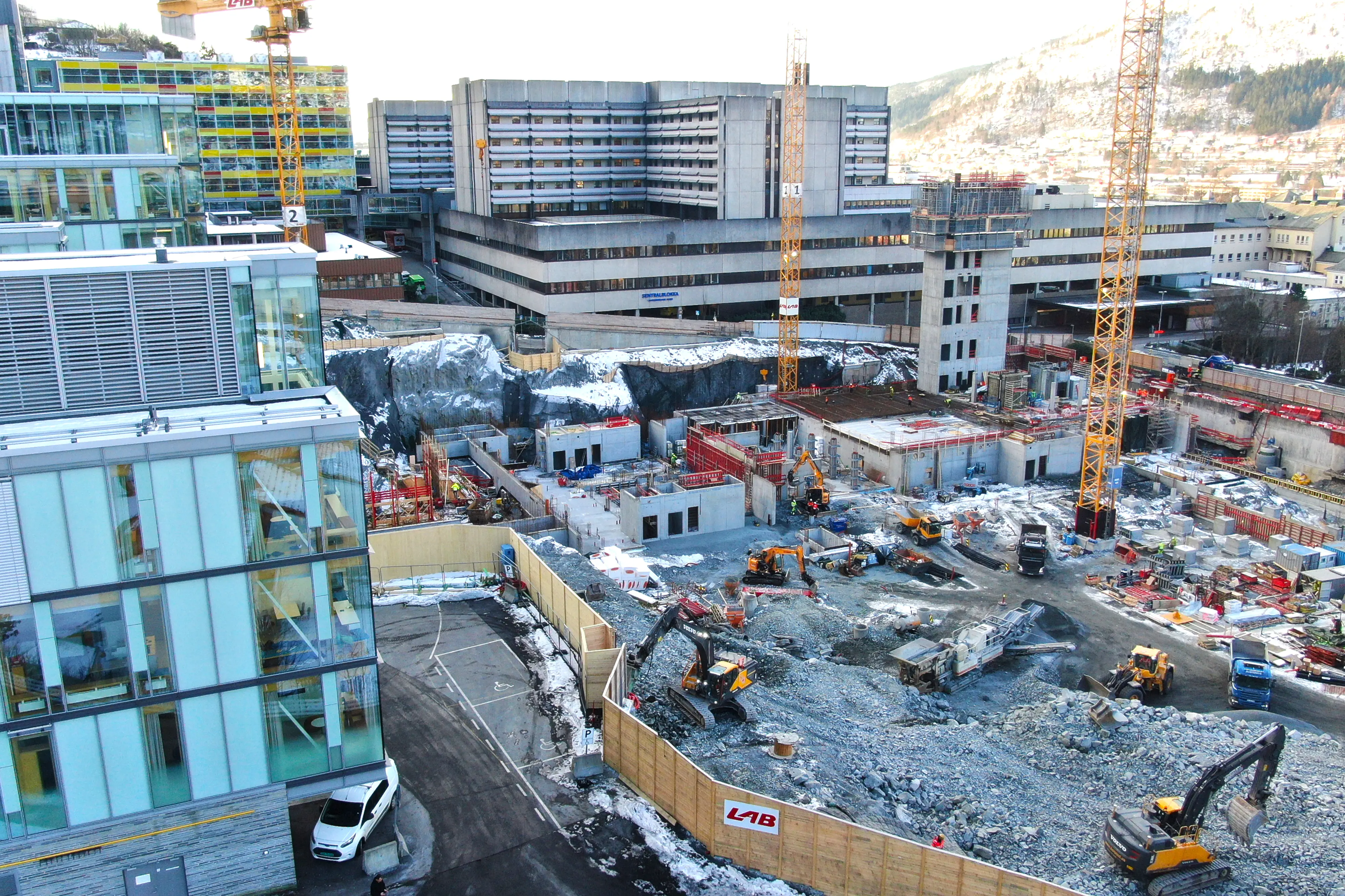 Bilde av byggeplass, Haukeland universitetssjukehus. Foto.