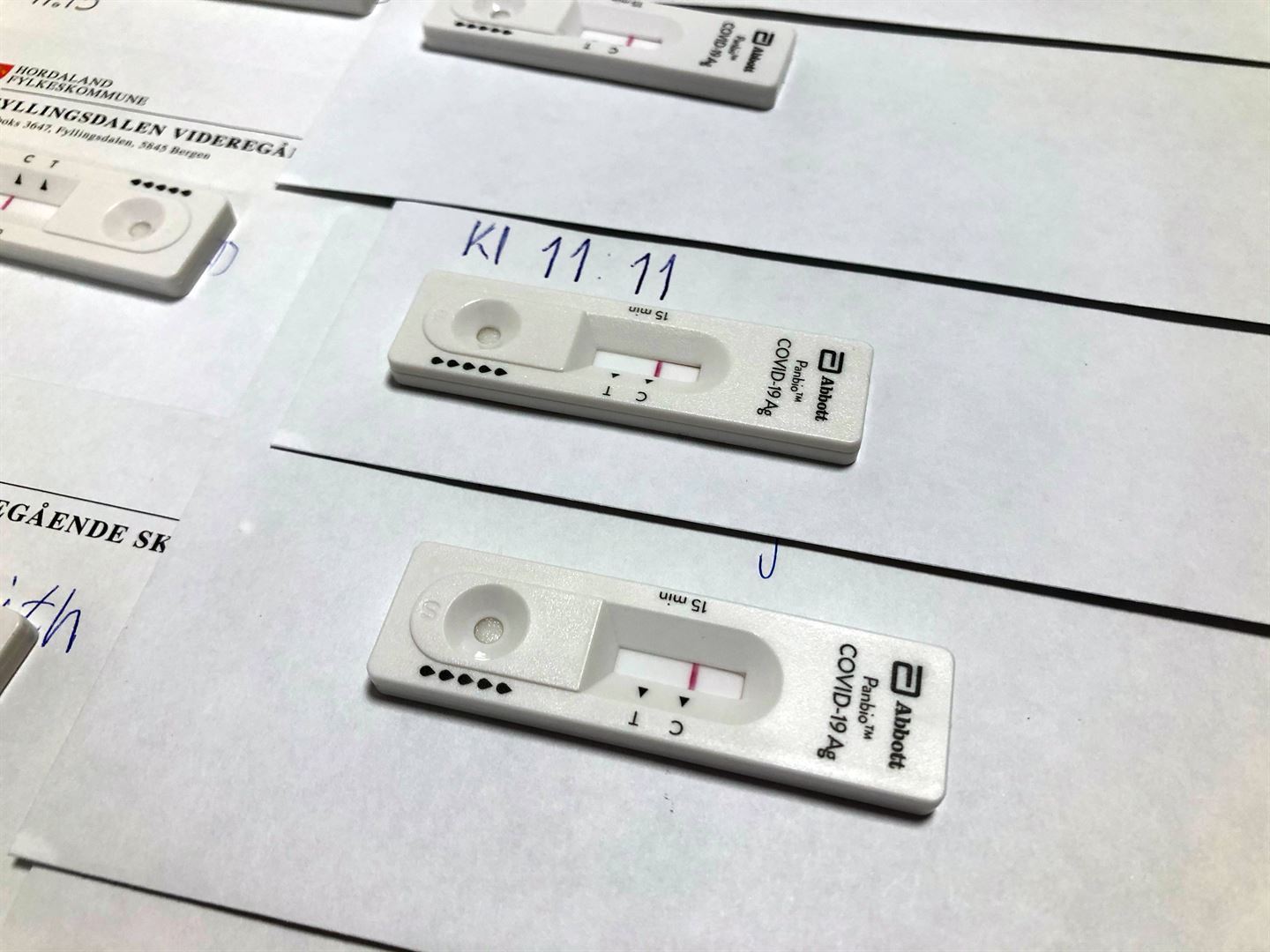 Testbrikett som viser om prøven er postiv.