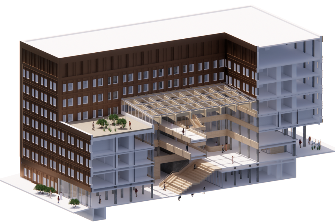 En bygning med trapp